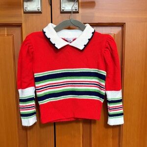 Vintage Girls 3 Sweater w/Stripes and Peter Pan Collar. LIKE NEW